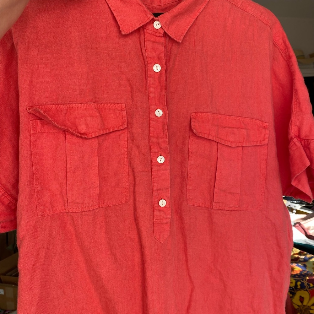 J crew short sleeve popover in piece dyed